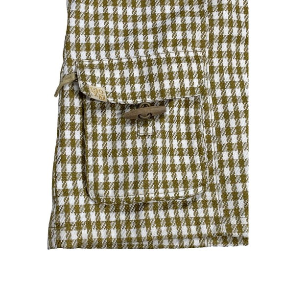 Roxy 5000 Snow Jacket Women Large Gold Cream Checkered Fur Hood Long Sleeve - Picture 5 of 15